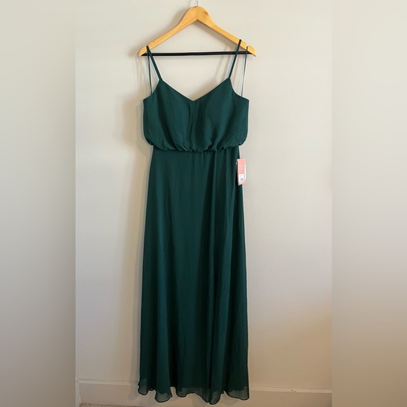 *NWT* Birdy Grey Gwennie Chiffon Emerald Bridesmaid Dress With Slit Size M - Picture 5 of 12